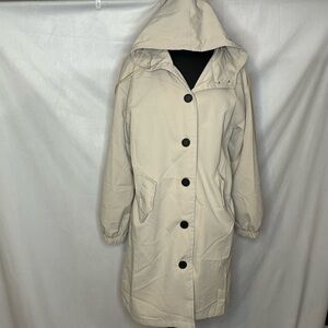 Paris Design Cream Hooded Raincoat size Large